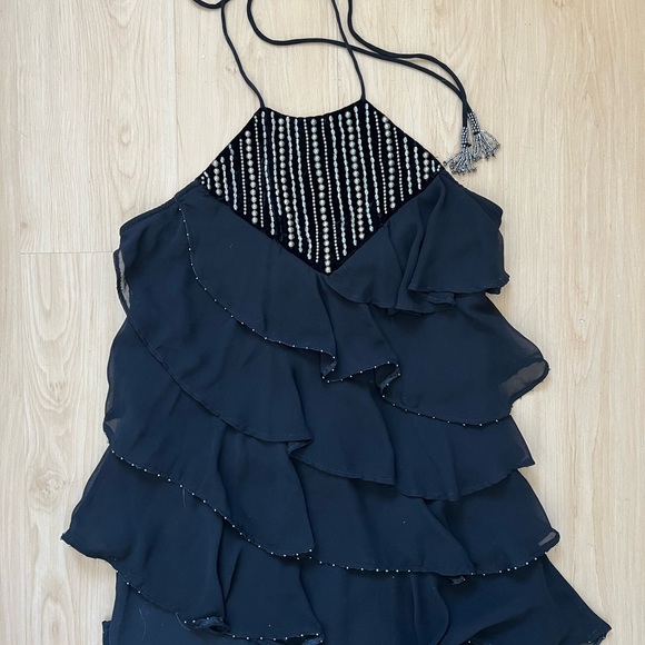 Black Zara Ruffle Mini Dress - Picture 4 of 7